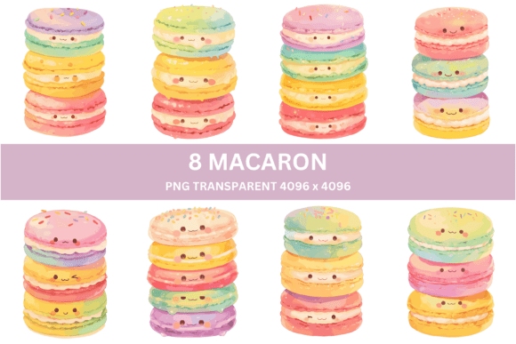 8 Kawaii Macaron Clipart: A Sweet Addition to Creative Design Projects