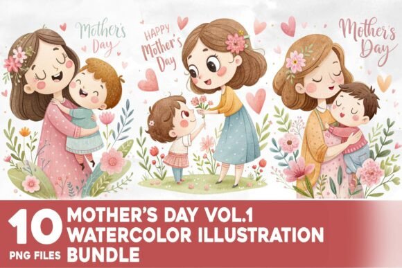 Celebrate Love with the Mother’s Day Watercolor Bundle Vol.1: A Guide to Creative Commercial Design