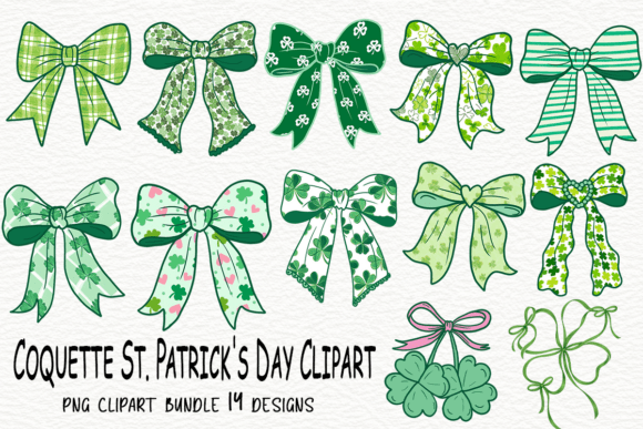 Coquette St Patrick’s Day Clipart Bundle: Elevate Your Holiday Designs