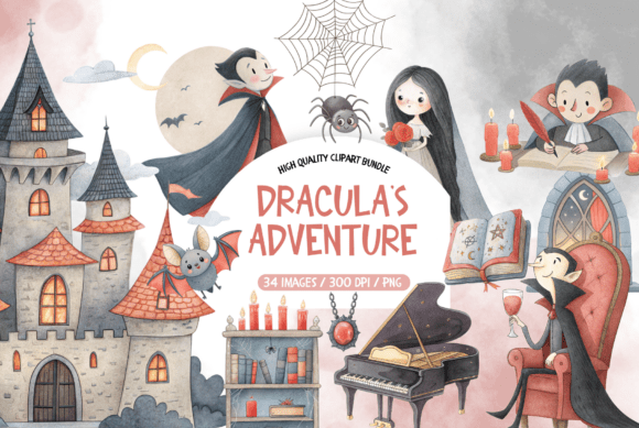 Dracula's Adventure Clip Art for Halloween