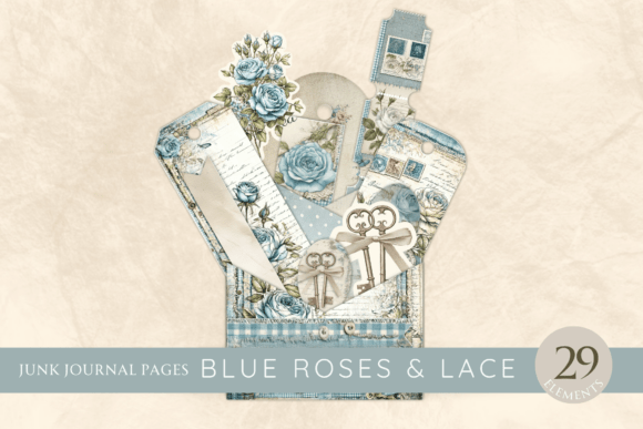 Elevating Paper Crafts with Blue Roses Lace Ephemera Loaded Tags