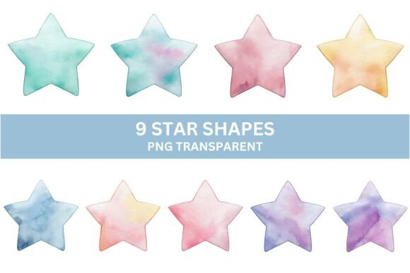 Enhancing Creativity and Brand Aesthetics with 9 Pastel Watercolor Star Clipart