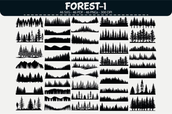 Mastering Nature's Aesthetic: The Versatility of Forest Tree Silhouette Clipart