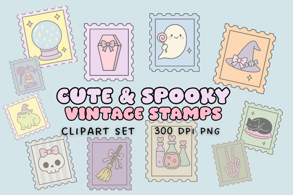 Mastering the Aesthetic: How to Use Cute Spooky Vintage Stamps Clipart Set