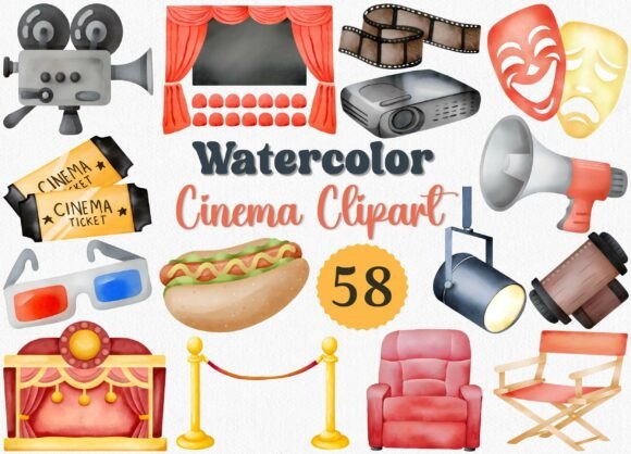 Unlocking Creativity with Watercolor Cinema Clipart: A Must-Have for Modern Designers