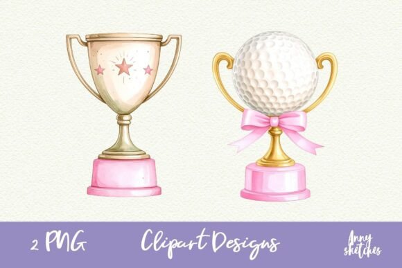 Vintage Golf Trophy Pink Retro Design