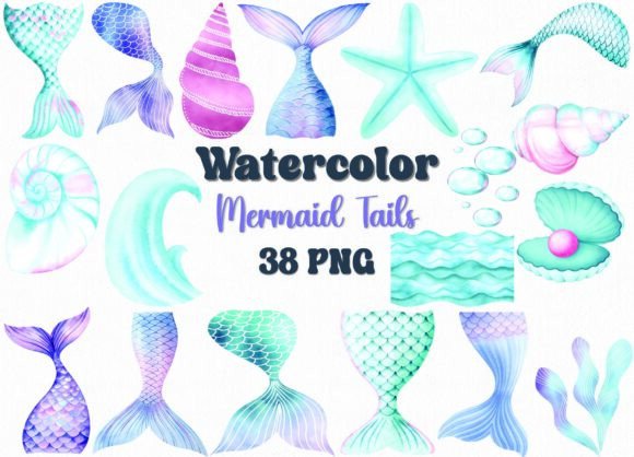 Watercolor Mermaid Tails Clipart Set: A Creative Essential for Ocean-Inspired Projects
