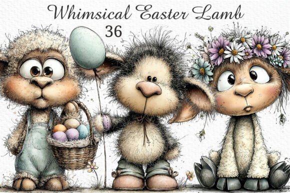 Whimsical Easter Lamb Clipart Png